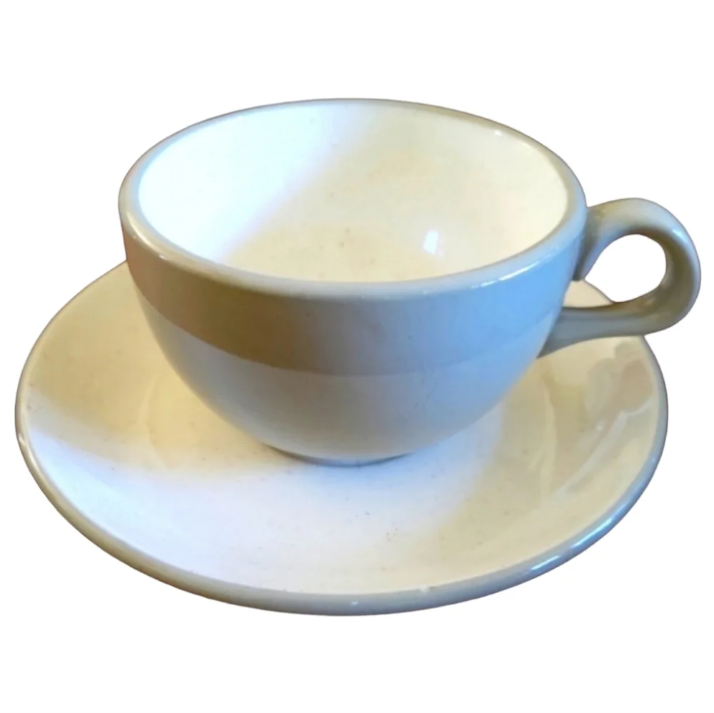 1 Vtg Midcentury 1950's Harkerware Stoneware Tea Cup/Saucer Oven Proof